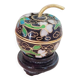 Pill box, small vintage cloisonné pill box in apple