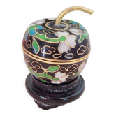 Pill box, small vintage cloisonné pill box in apple