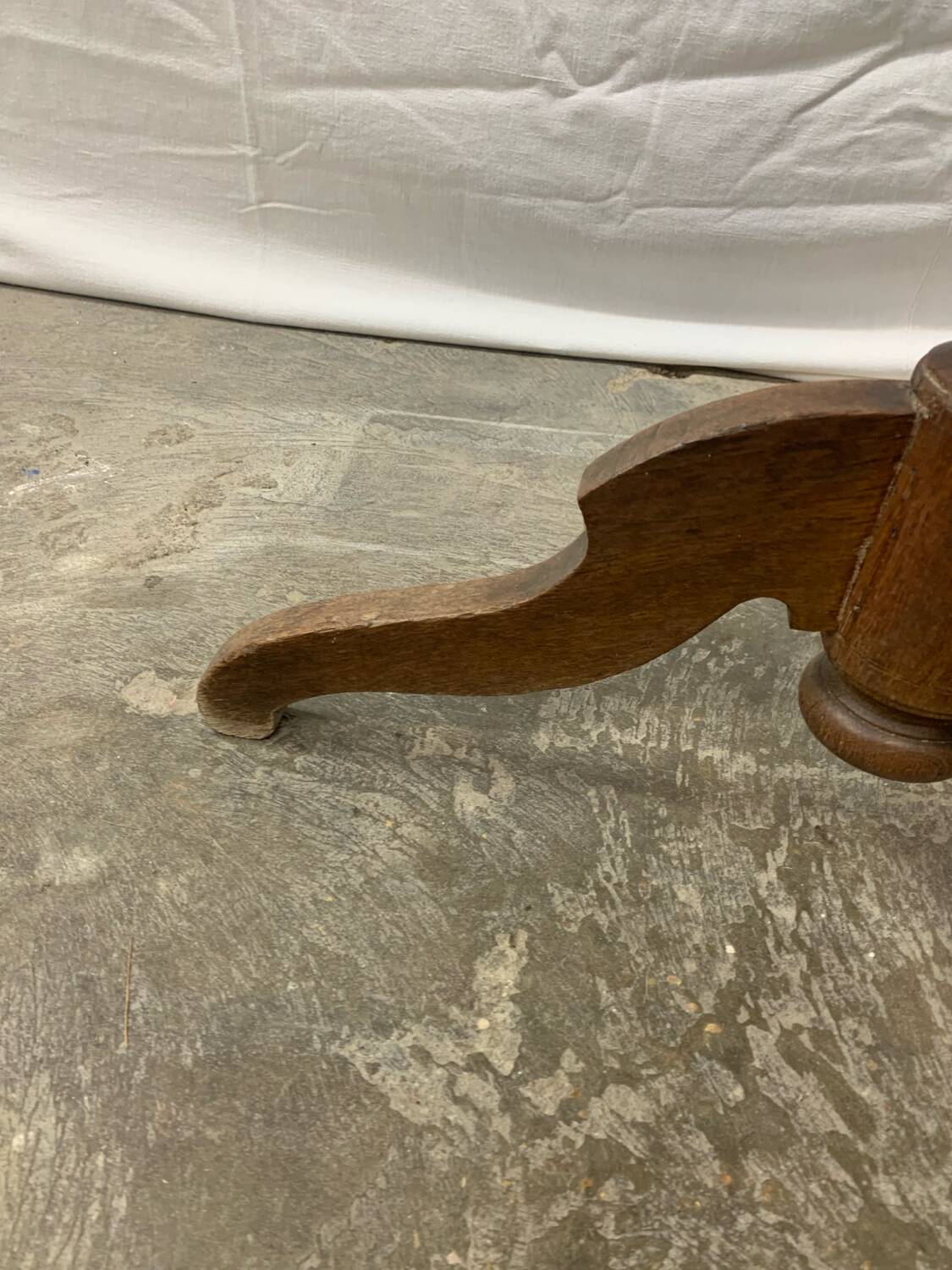 Antique pedestal table, Brutalist, wood, turned