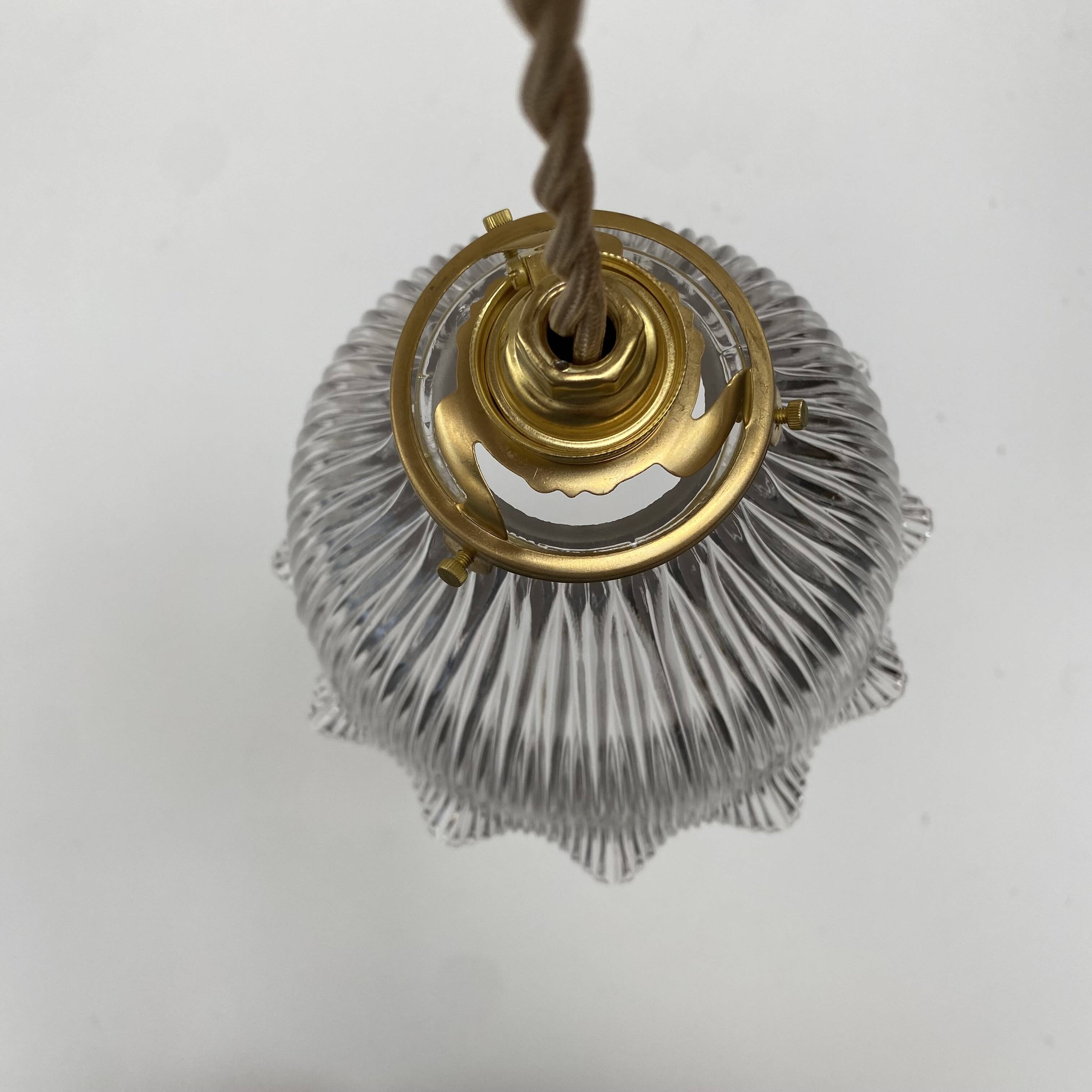 Holophane glass pendant with serrated edges