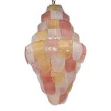 Contemporary Sanded Pink and Amber “Petals” Murano Glass Chandelier Style