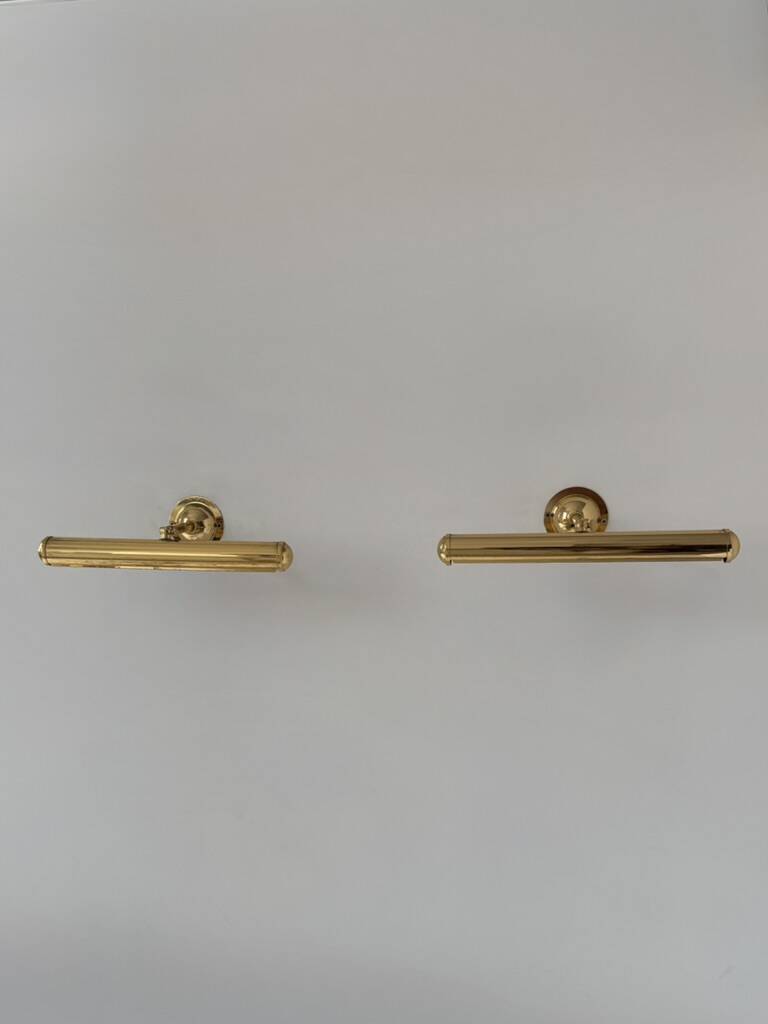 Pair of adjustable vintage brass wall lights, France, 1970.