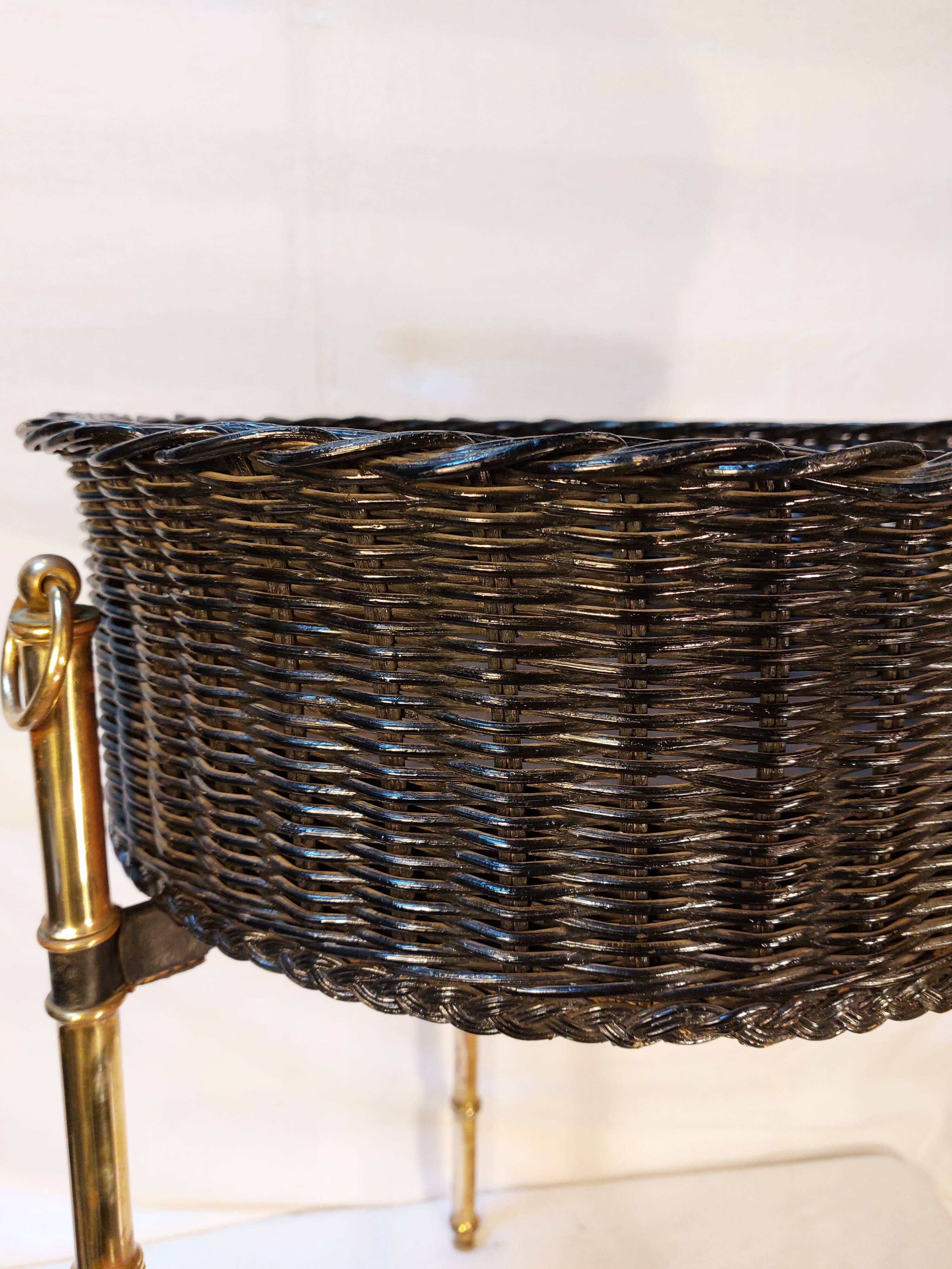 Vintage round tripod planter attributed to Jacques Adnet - 50s/60s