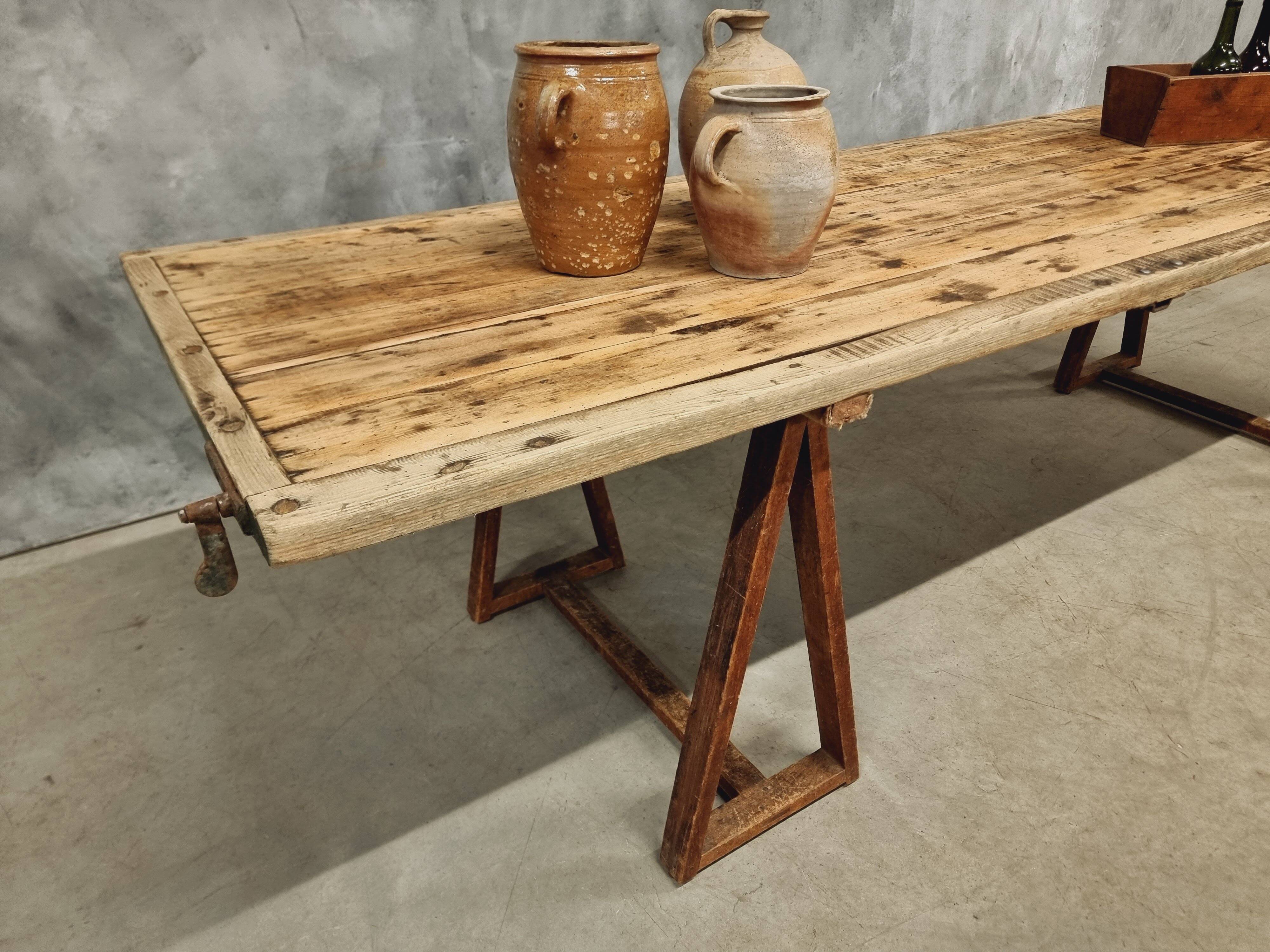Antique trestle table XXL garden table 89 x 308 cm