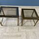 Tables gigognes vintage 1970 métal doré & verre