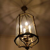 Set of suspension old brass lantern 4 fires