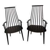 Armchair with armrests and Scandinavian bridge slats