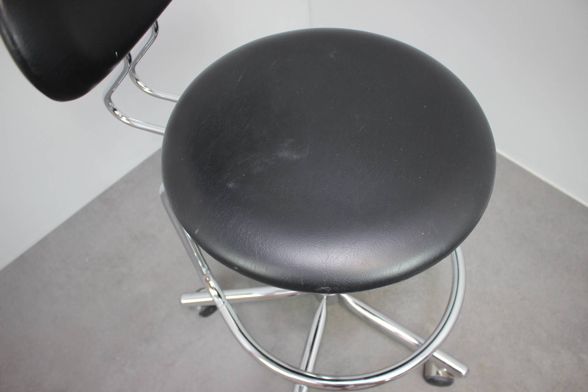 Adjustable chrome office chair on wheels, Czechoslovakia, 1980s