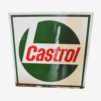 Plaque emaillée publicitaire double face "castrol"