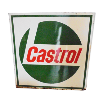 Plaque emaillée publicitaire double face "castrol"