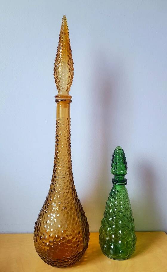 Carafes italienne en verre Empoli 1970