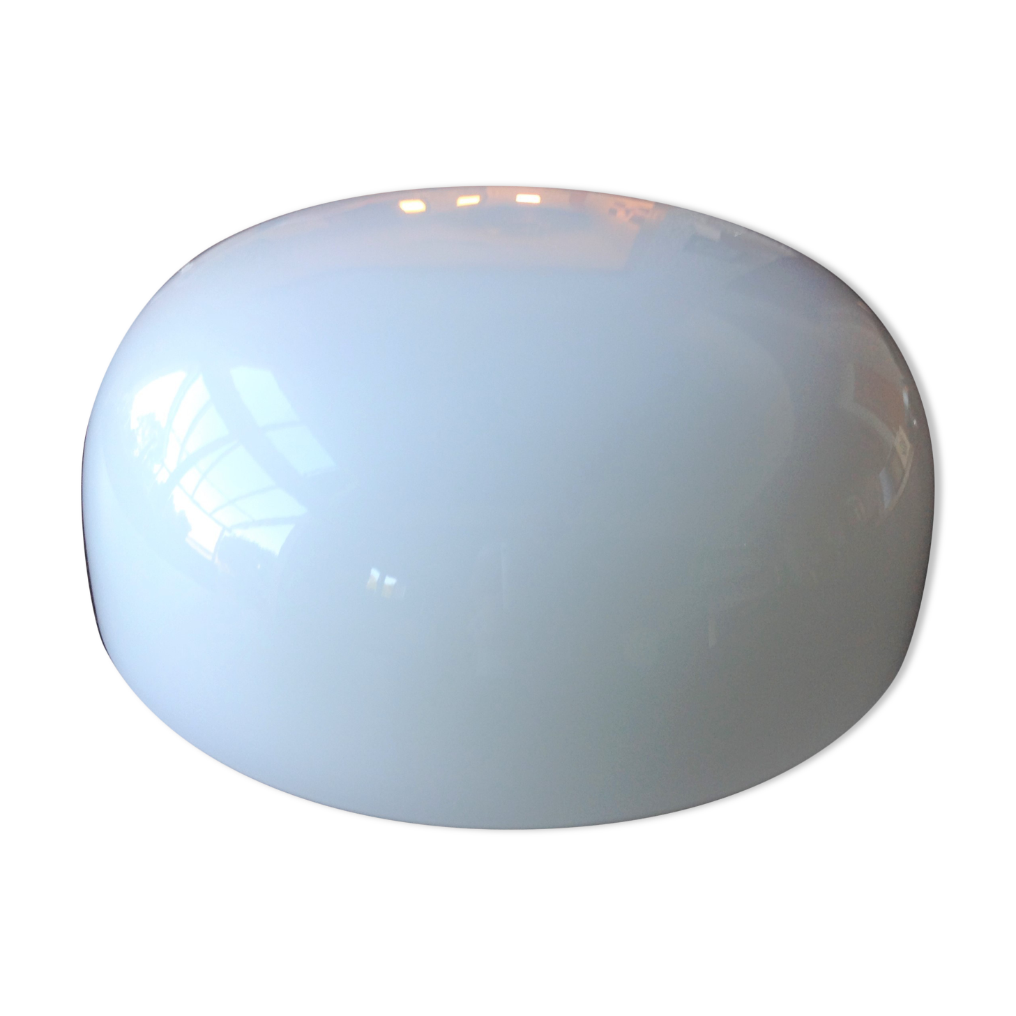 Half moon ceiling lamp in vintage white opaline 60s/70s