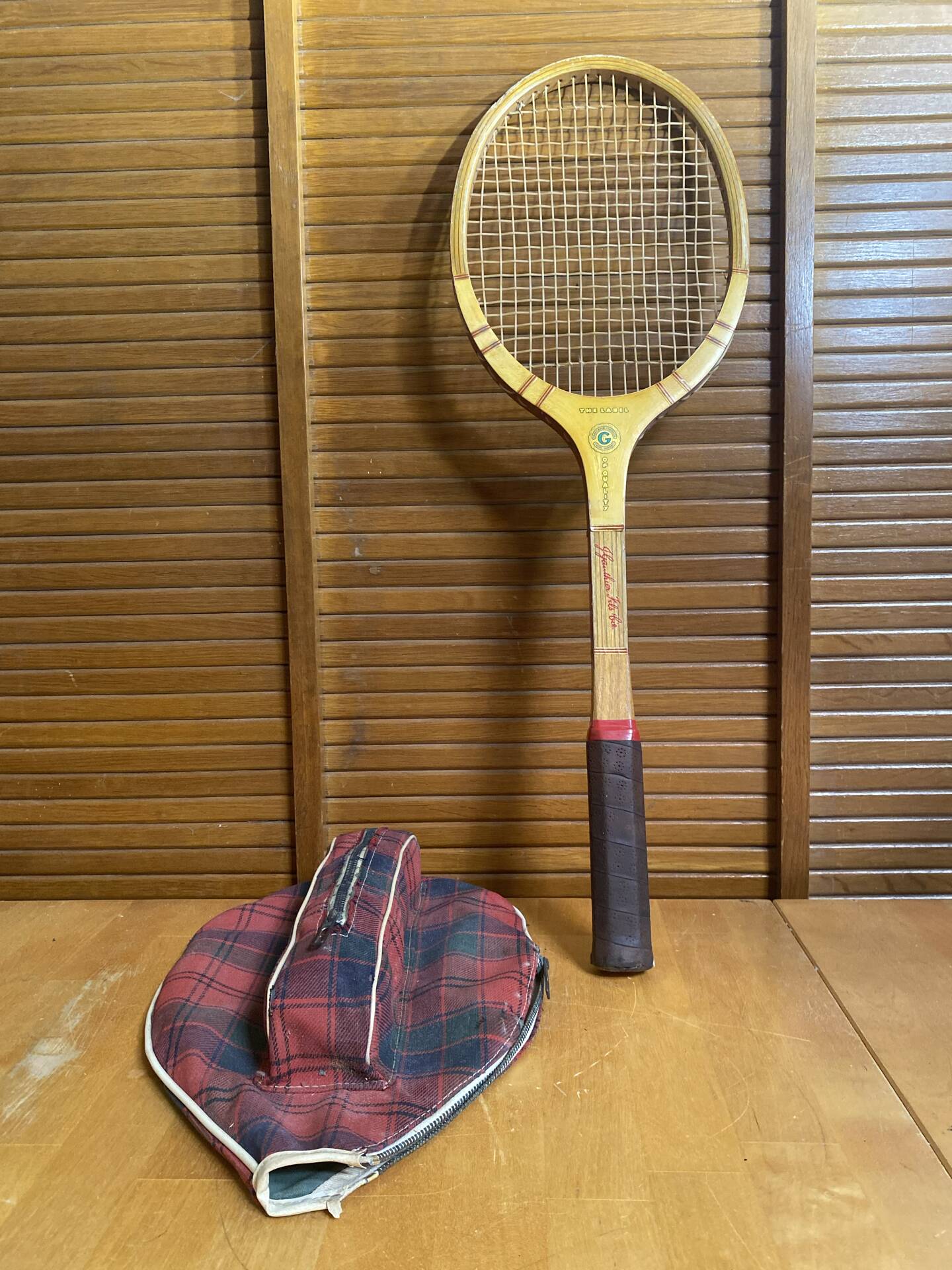 Vintage donnay la hutte wooden tennis racket + montana cover