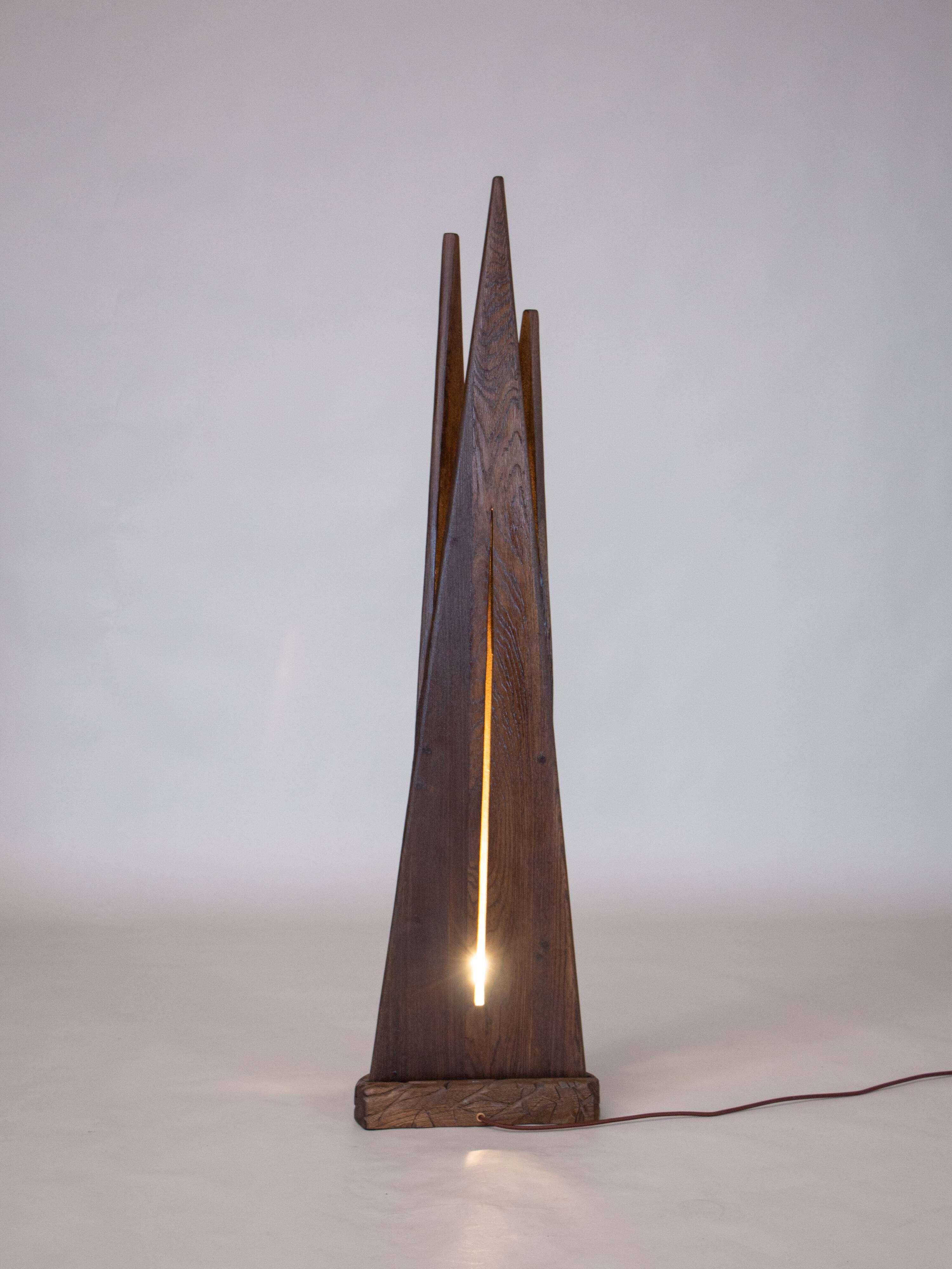 Sculptural Solid Wood Floor Lamp Post-Modern Light STRATA by Flowlight UK