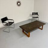 Thick slate coffee table, brutalist design from the 70s, Pia Manu style