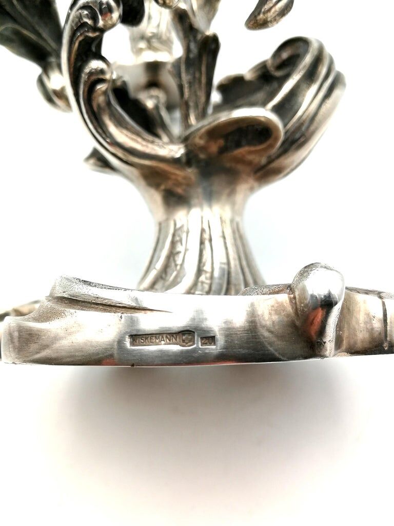 Wiskeman, pair of rococo chandelier, silver metal