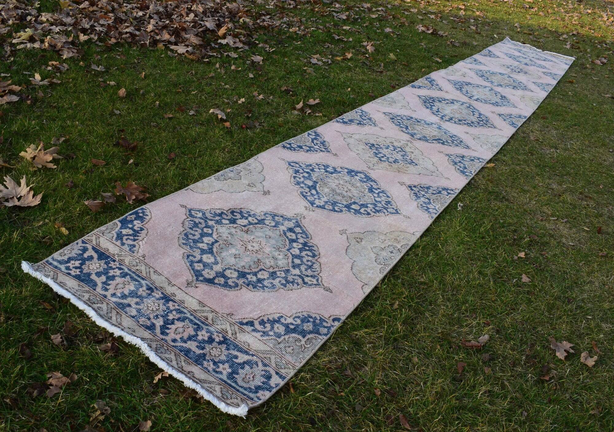 Vintage Turkish hallway rug 86x715 cm