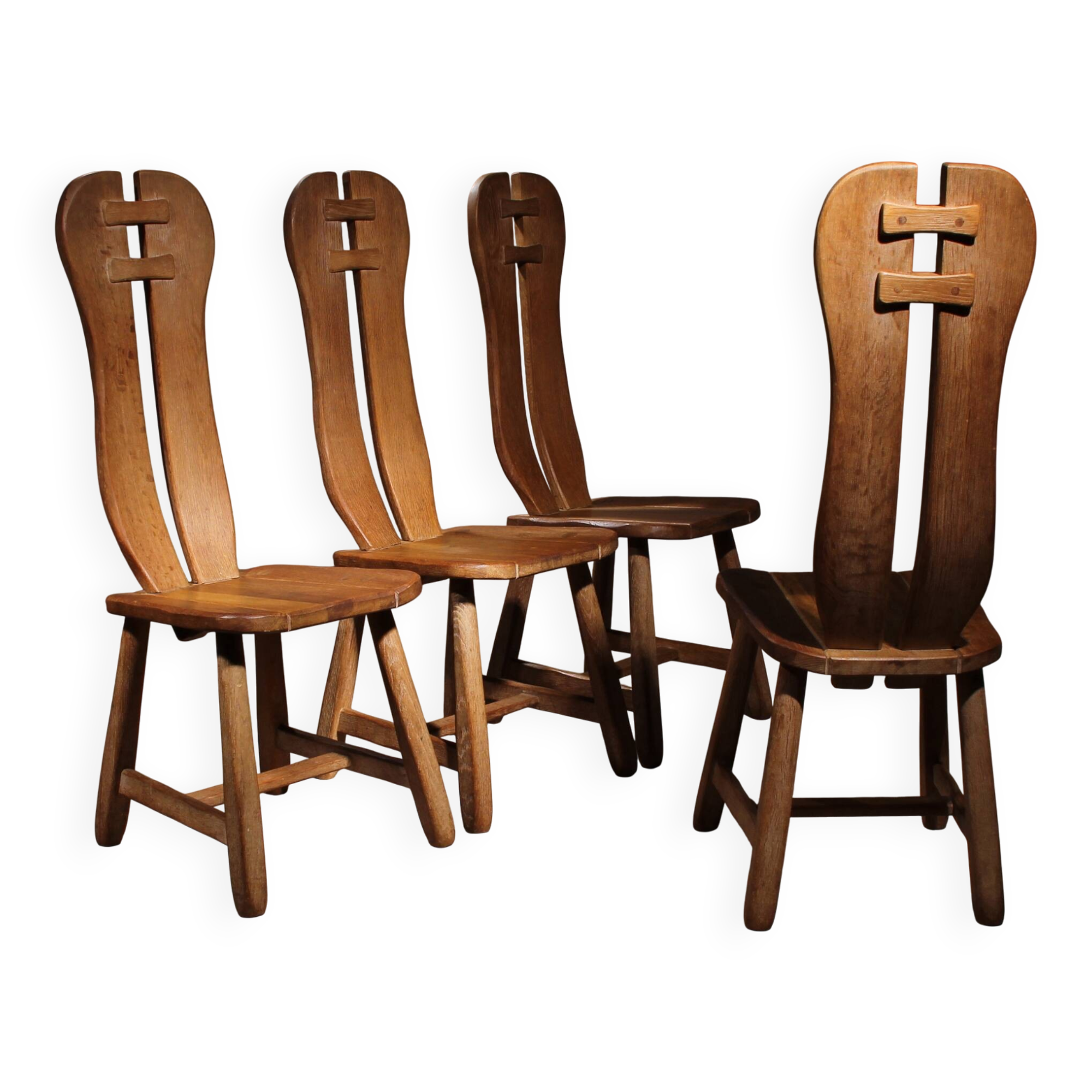 Four Brutalist Dining Chairs by De Puydt | Belgium 1970s