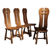Four Brutalist Dining Chairs by De Puydt | Belgium 1970s