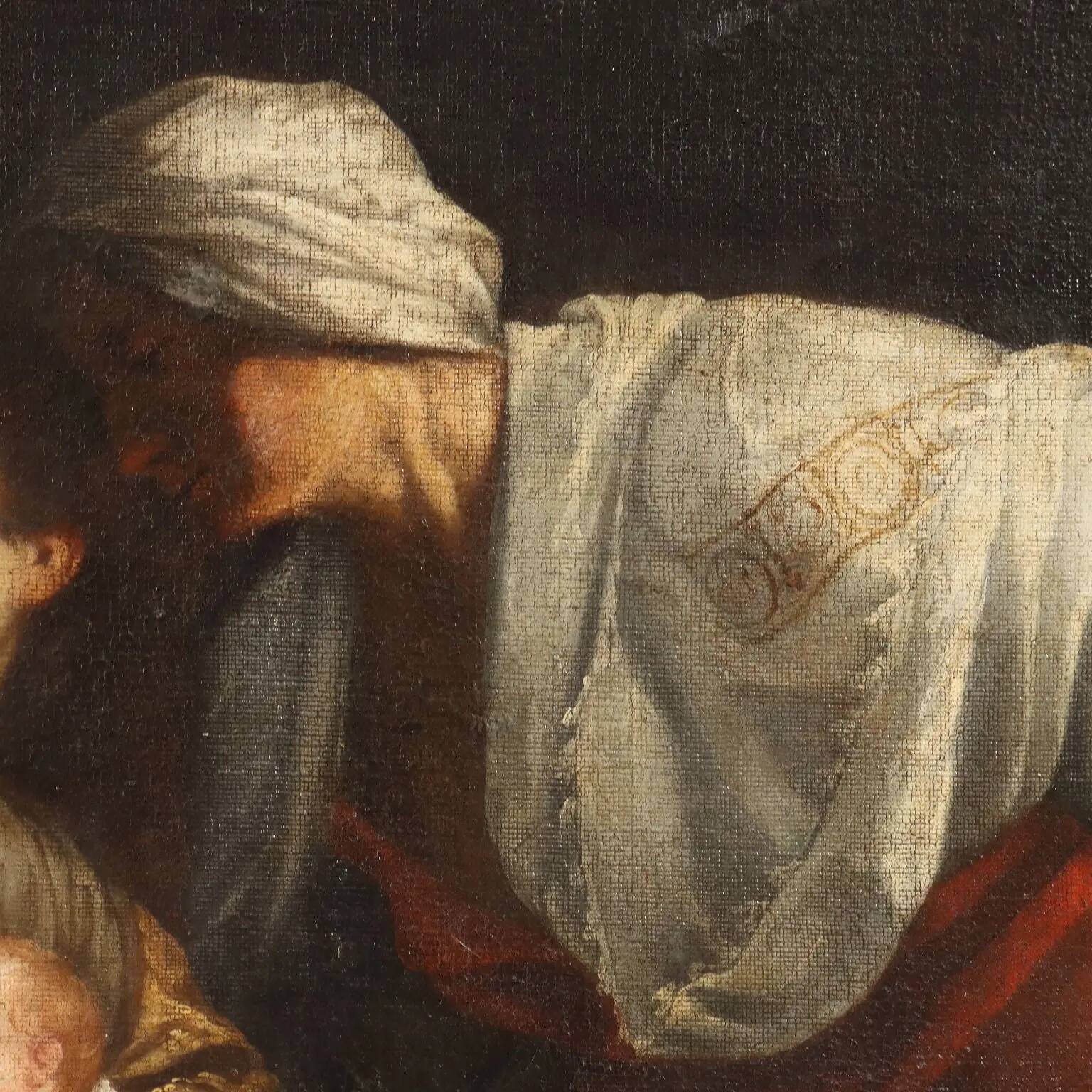 Ancient painting The Birth of the Virgin Mary, copy after S. Vouet '600