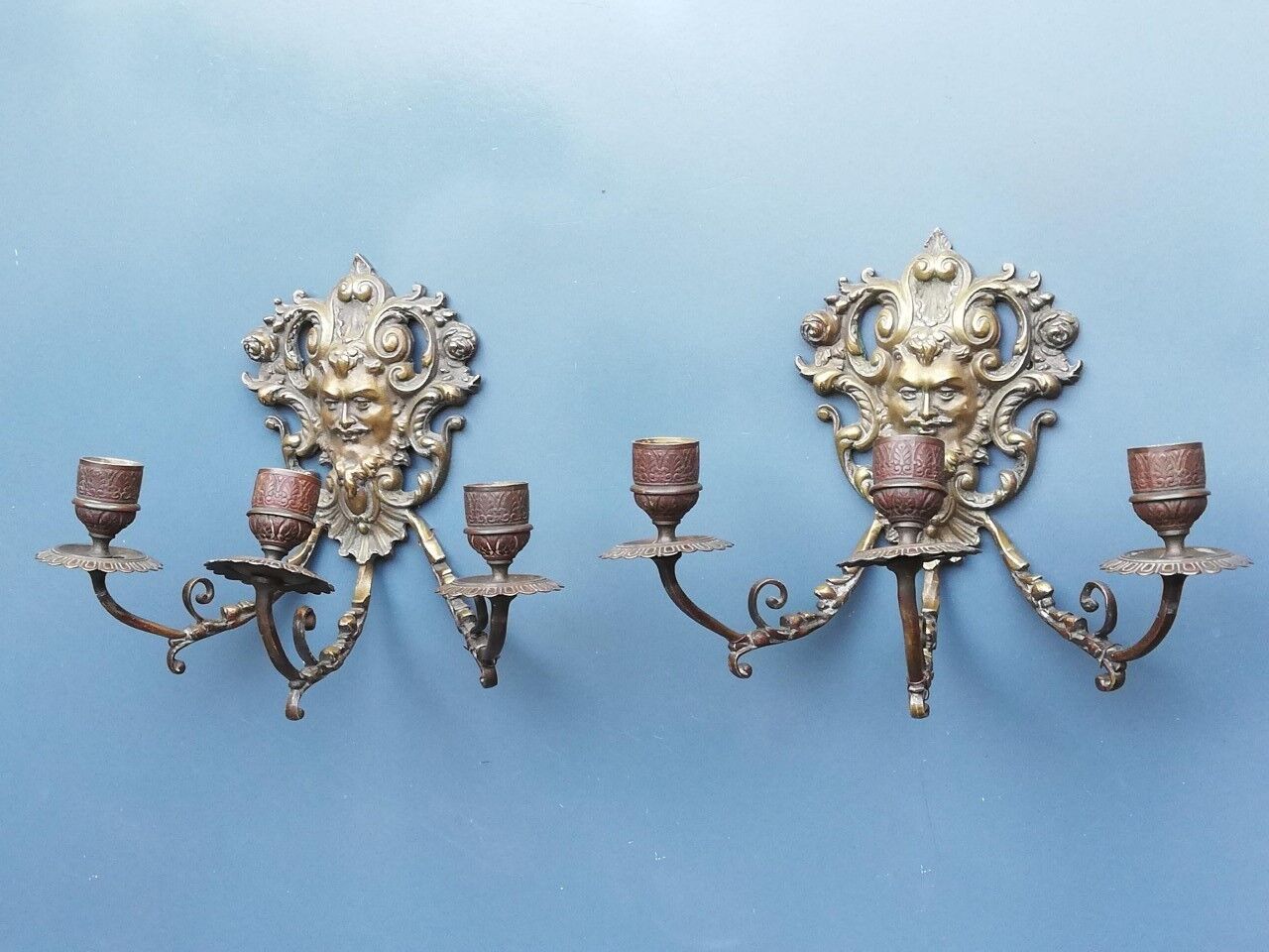 Pair of bronze candle holders