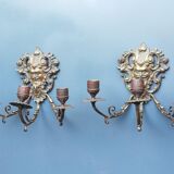 Pair of bronze candle holders