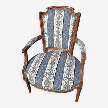 Fauteuil louis xvi en noyer du xix ème siecle n°15