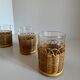 Set of 4 Vintage Set Schott Mainz Clear Glasses With Wicker Cup Holder