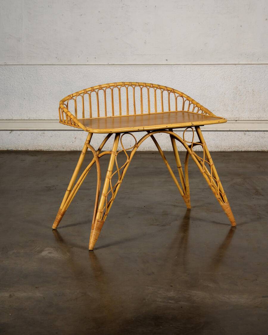 Bureau en rotin et sa chaise