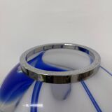 Mid – century Large glass table lamp with blue swirl , 1970s Italy