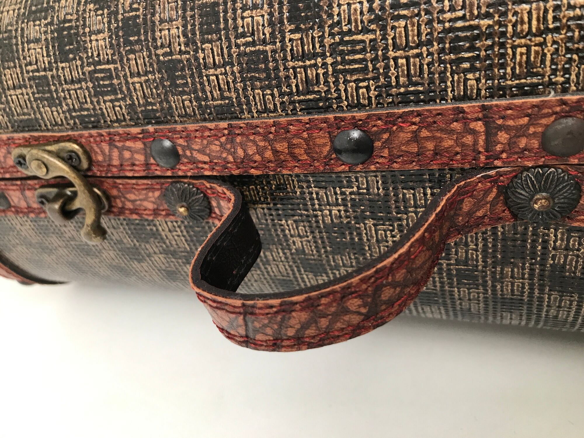 Wooden suitcase leather and metal 60s