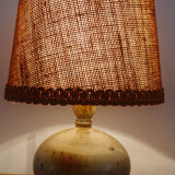 Lampe à poser vintage céramique et toile de jute