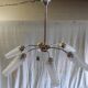 Chandelier with 6 lights in gold-plated metal and glass tulip - mid 20th century.