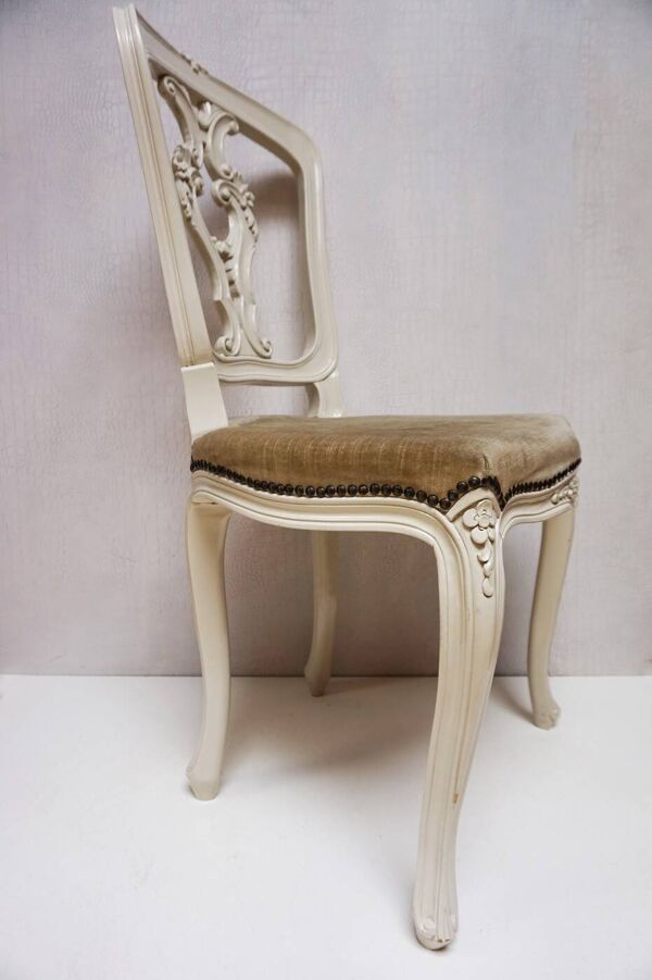 Chaises laquées de style baroque Louis XV, ensemble de 2
