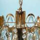Palwa mid-century suspended chandelier in crystal, glass and brass.