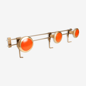 Wall coat rack 60's gold and orange brass