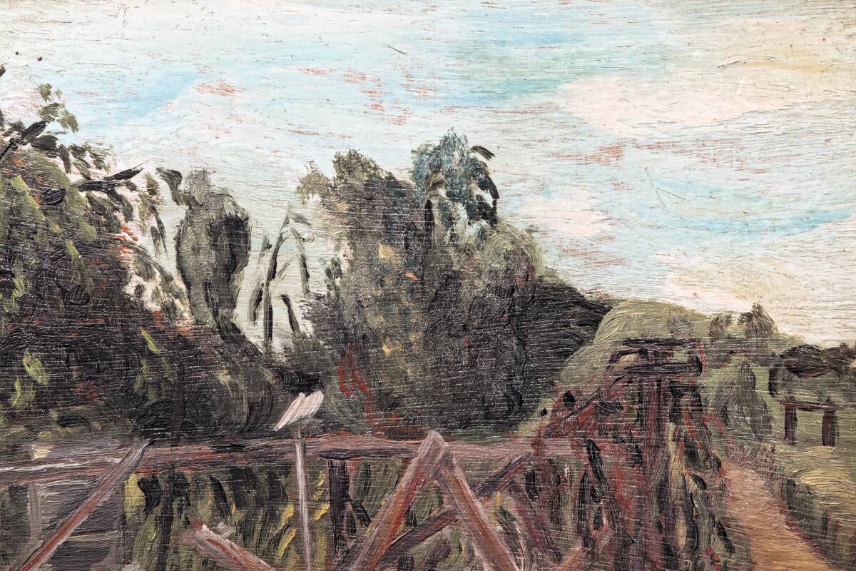 Oil on panel, Paul Wilhelm, garden in Saint Denis
