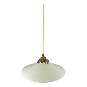 Suspension en opaline, laiton et porcelaine