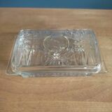 Molded glass butter dish Cow head