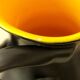 Glazed ceramic vase in black and yellow, in the style of Pol Chambost.