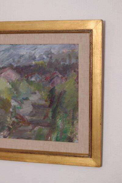 Original Swedish oil on panel – “Path” by Steneld – vintage & framed – 60 × 50 cm (23.6" × 19.7")