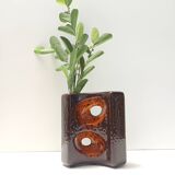 Postmodern Brown and Orange Glazed Ceramic Vase Item by Giovanni Bertoncello