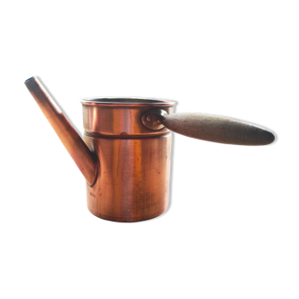 Arrosoir déco en cuivre vintage avec poignée bois