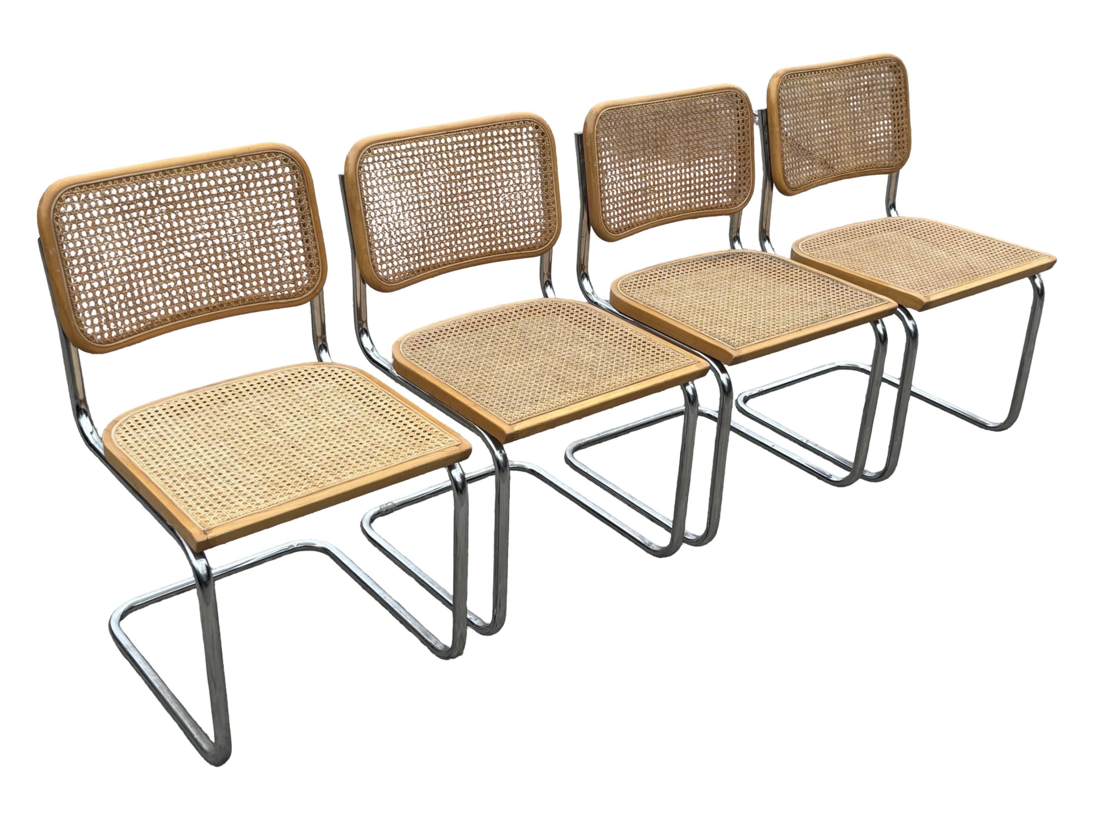 Set of 4 chairs Cesca B32 designed by Marcel Breuer design made in Italy