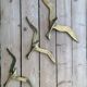 Set wall decoration birds (swallows) in vintage brass