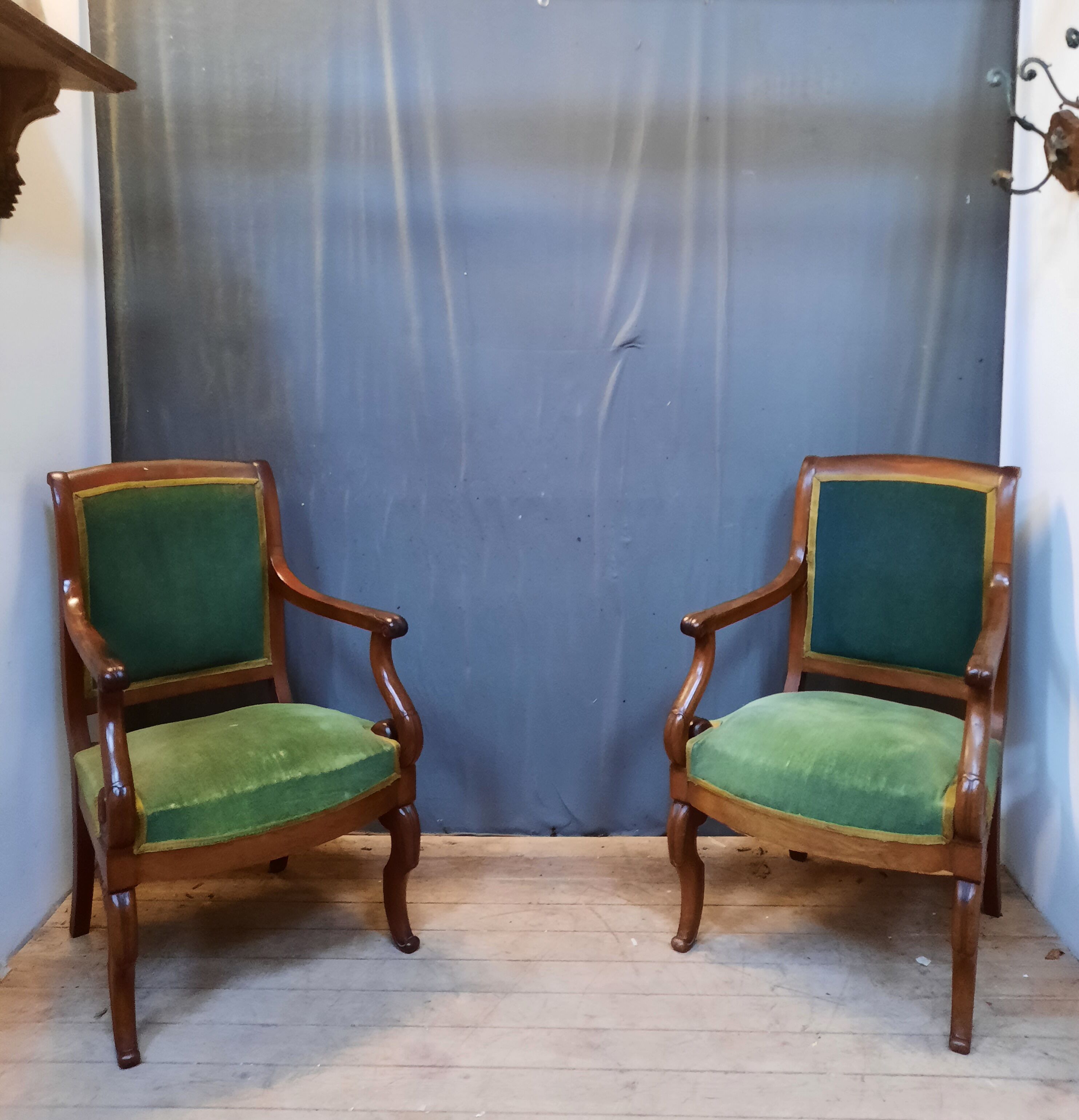 Mahogany Butt Armchair Pair