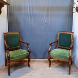 Pairz de fauteuils à crosse en acajou