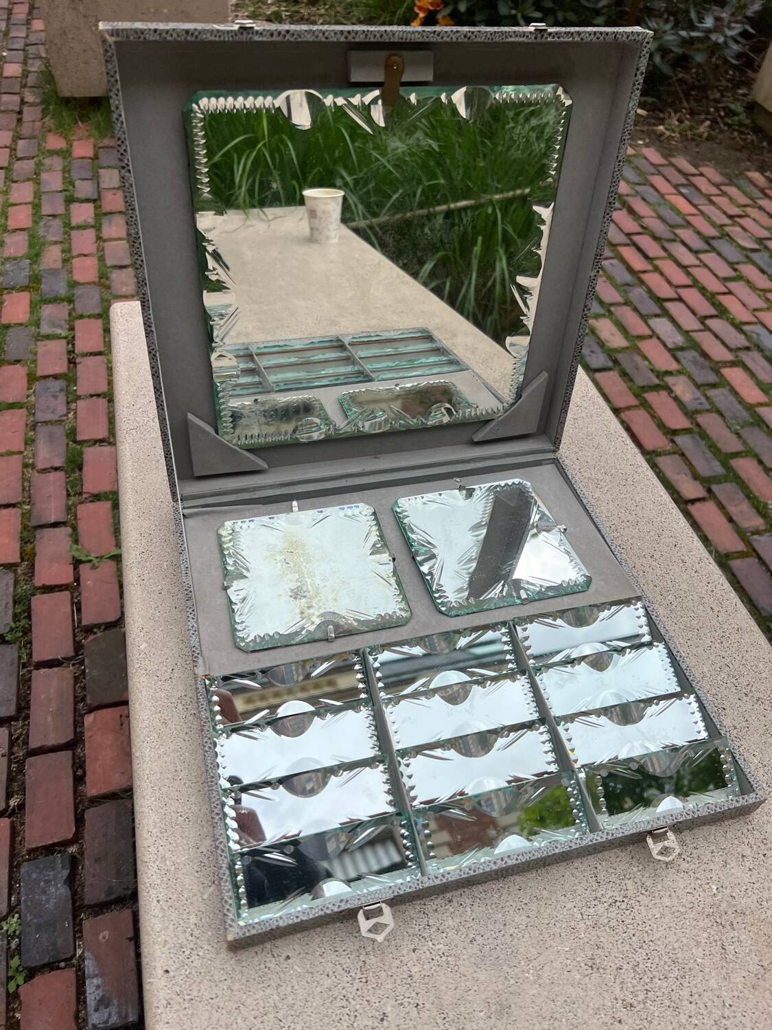 Beveled mirror glass - knife holders bottle coasters