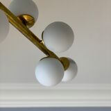 Italian opalglass and brass bubble lamp 1950