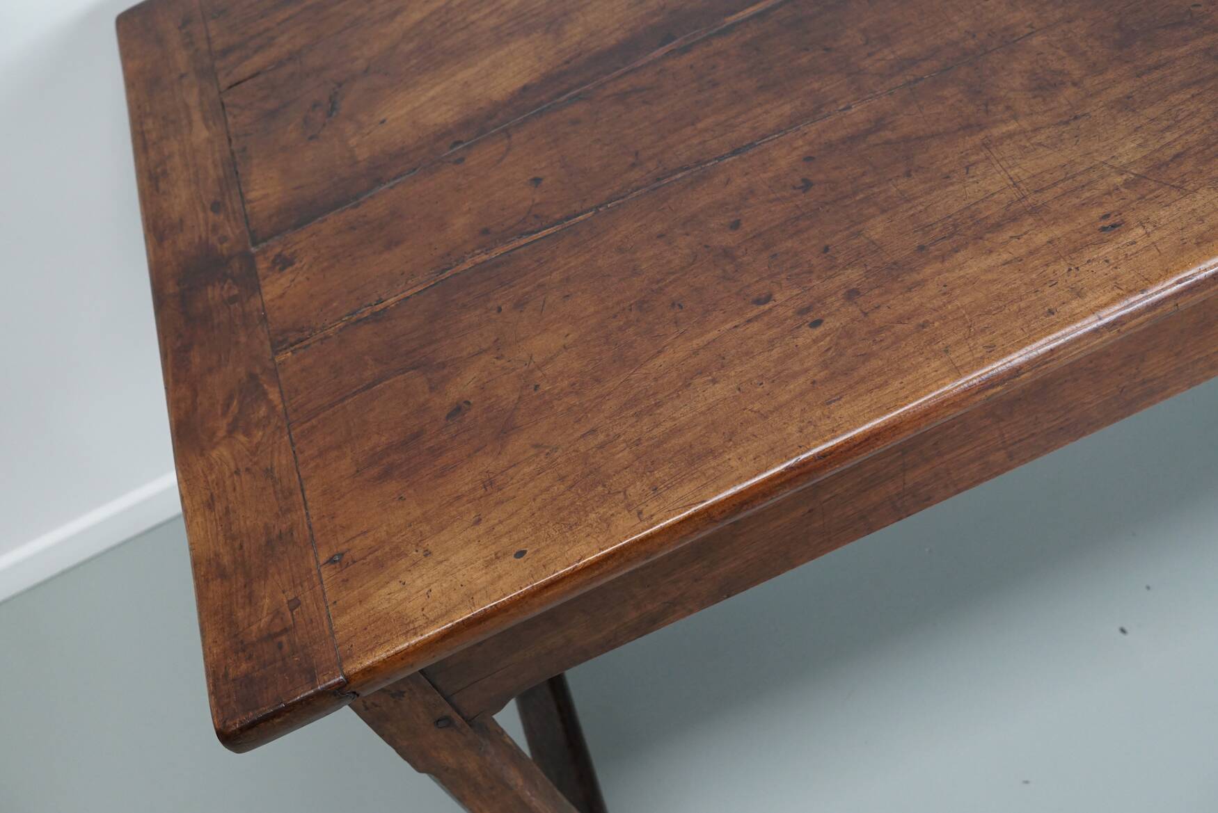 Large Antique 18th Century French Rustic Farmhouse Dining Table Walnut & Oak